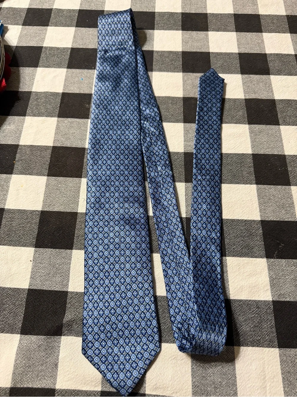 John Ashford Blue Geometric Silk Tie